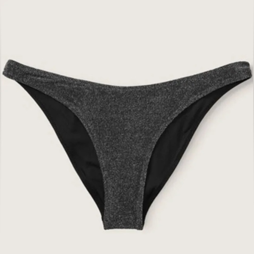 Victoria Secret Sparkly Shimmer Black Bikini Bottom NWT Size M